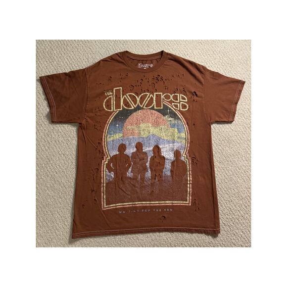NWT Fashion Nova The Doors Destructed Brown Tee - Picture 1 of 4